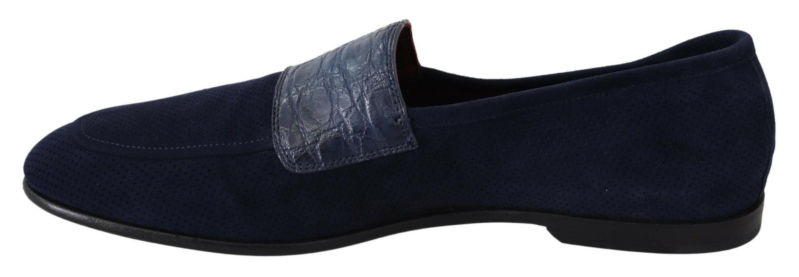 Dolce & Gabbana Blue Suede Caiman Loafers Slippers Shoes -   -  Dolce & Gabbana.