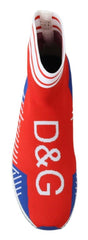 Dolce & Gabbana Blue Red Sorrento Logo Sneakers Socks Shoes -   -  Dolce & Gabbana.