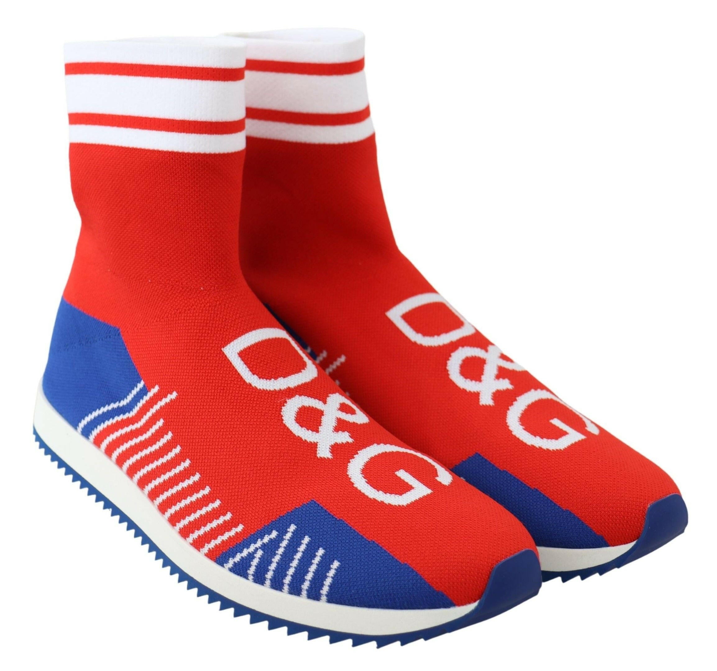 Dolce & Gabbana Blue Red Sorrento Logo Sneakers Socks Shoes -   -  Dolce & Gabbana.