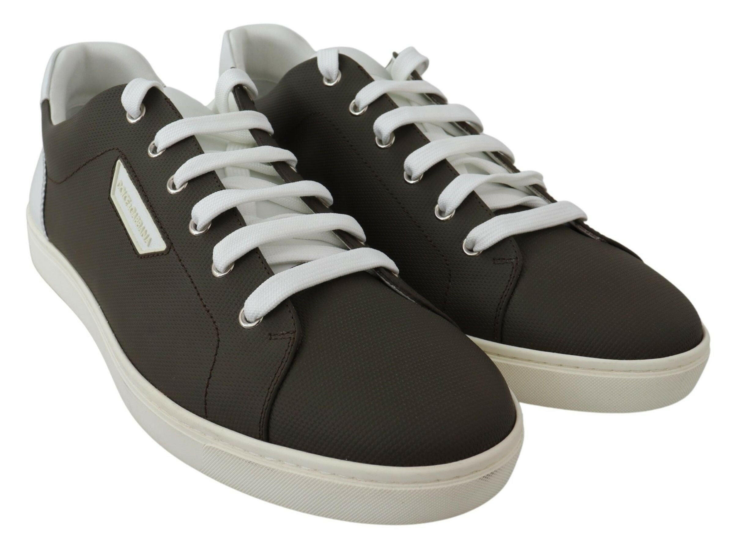 Dolce & Gabbana White Green Leather Low Top Sneakers Shoes -   -  Dolce & Gabbana.