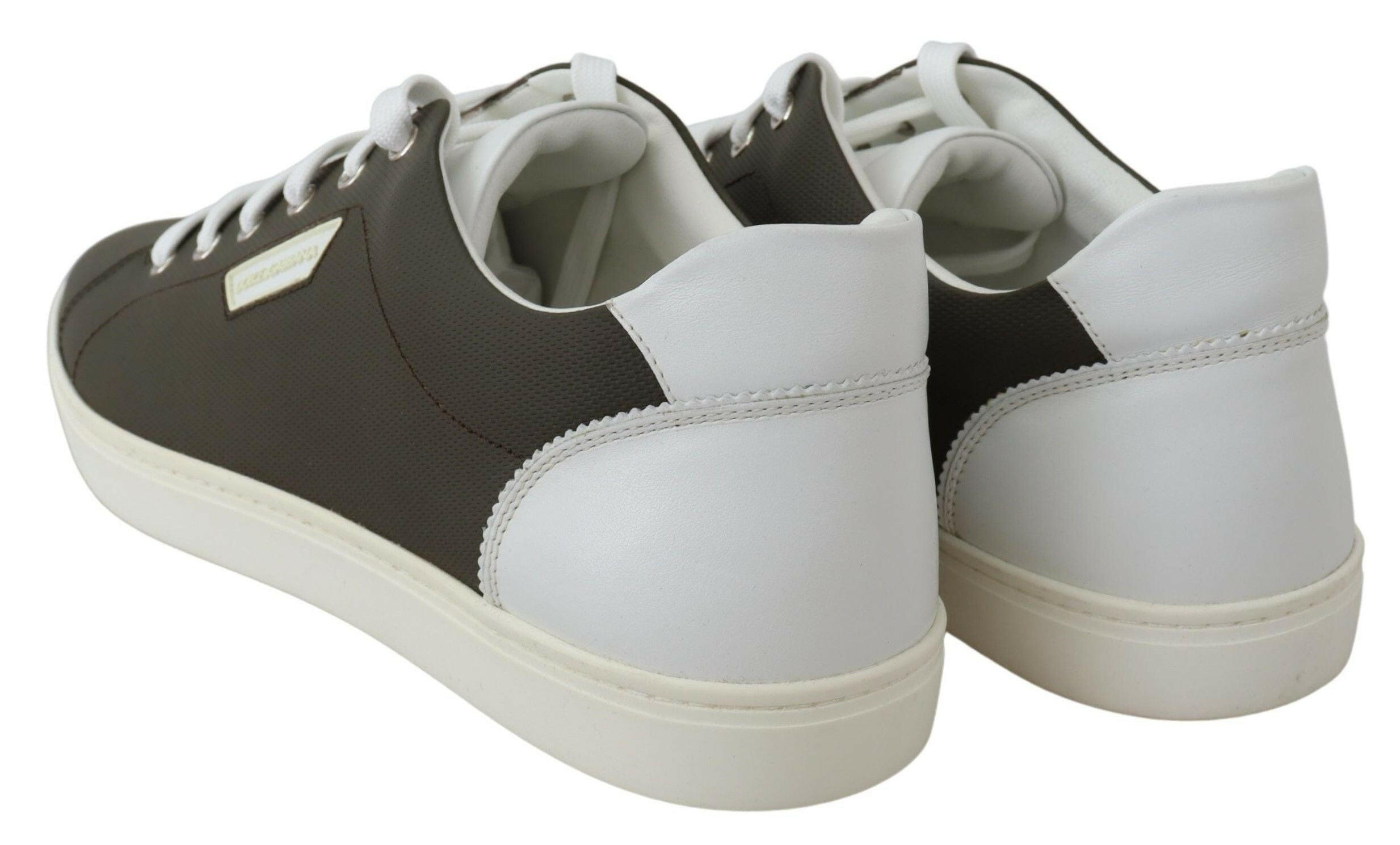 Dolce & Gabbana White Green Leather Low Top Sneakers Shoes -   -  Dolce & Gabbana.