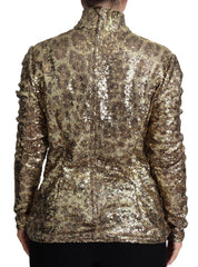 Dolce & Gabbana Brown Leopard Fit Turtleneck Sequin Sweater -   -  Dolce & Gabbana.