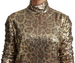 Dolce & Gabbana Brown Leopard Fit Turtleneck Sequin Sweater -   -  Dolce & Gabbana.