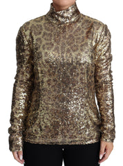 Dolce & Gabbana Brown Leopard Fit Turtleneck Sequin Sweater -   -  Dolce & Gabbana.