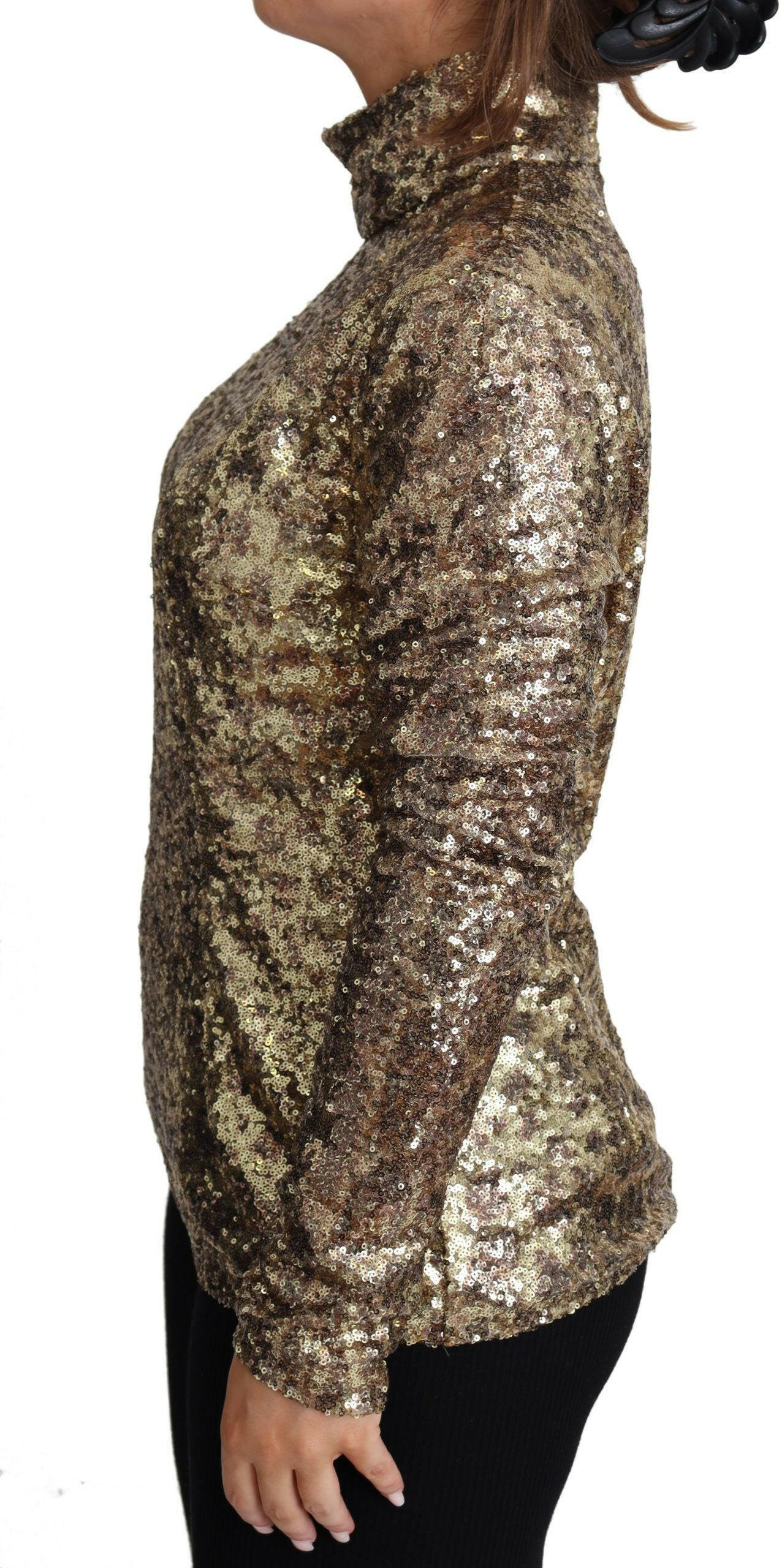 Dolce & Gabbana Brown Leopard Fit Turtleneck Sequin Sweater -   -  Dolce & Gabbana.