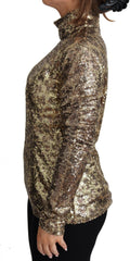 Dolce & Gabbana Brown Leopard Fit Turtleneck Sequin Sweater -   -  Dolce & Gabbana.