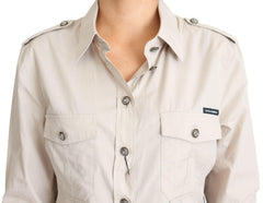Dolce & Gabbana Beige Poplin Safari Fitted Pocket Shirt Top -   -  Dolce & Gabbana.