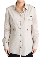 Dolce & Gabbana Beige Poplin Safari Fitted Pocket Shirt Top -   -  Dolce & Gabbana.