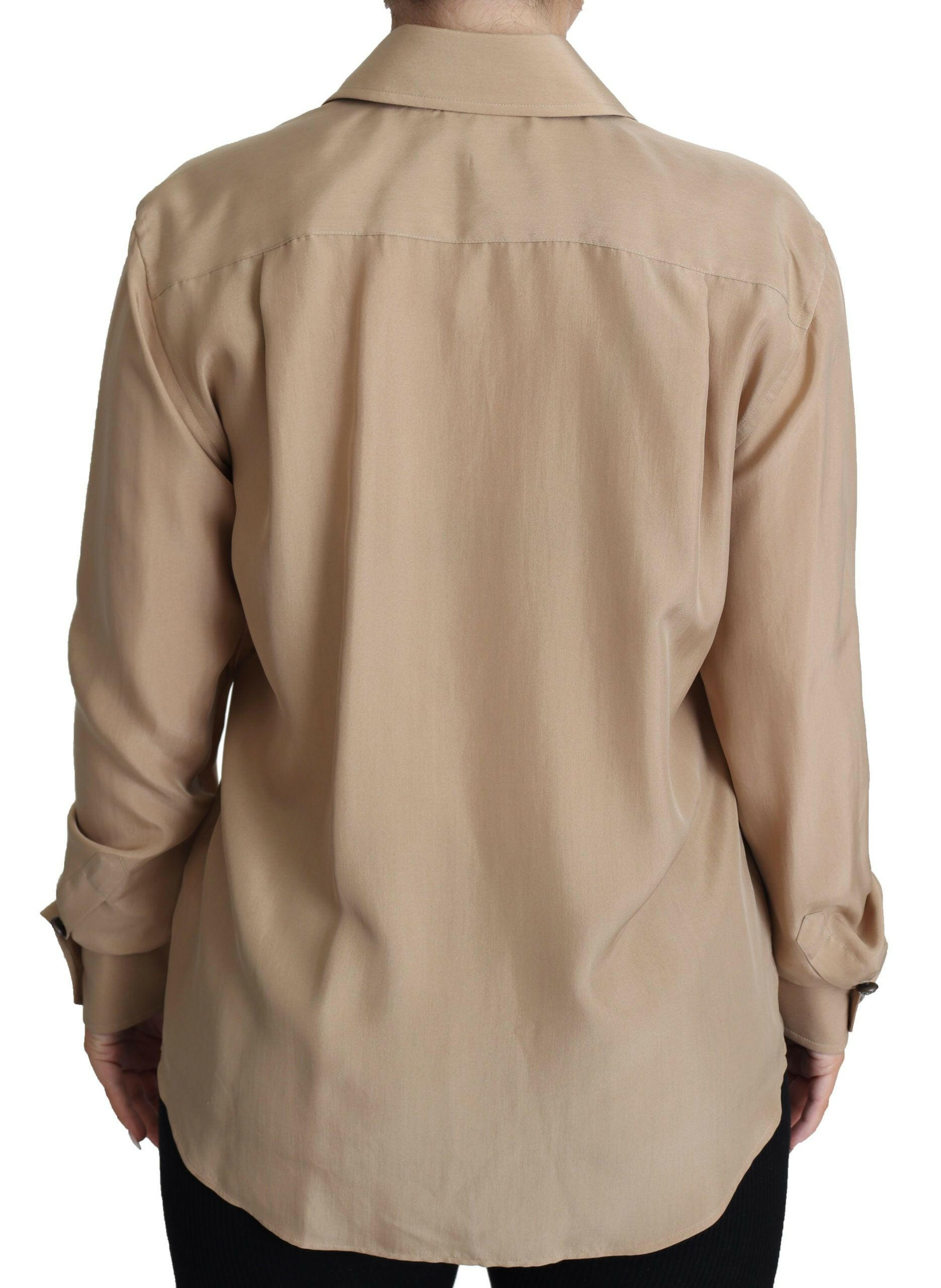 Dolce & Gabbana Beige Silk Shirt Decorative Buttons Top -   -  Dolce & Gabbana.