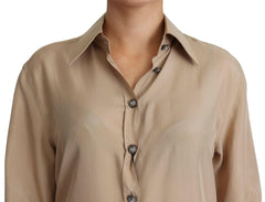 Dolce & Gabbana Beige Silk Shirt Decorative Buttons Top -   -  Dolce & Gabbana.