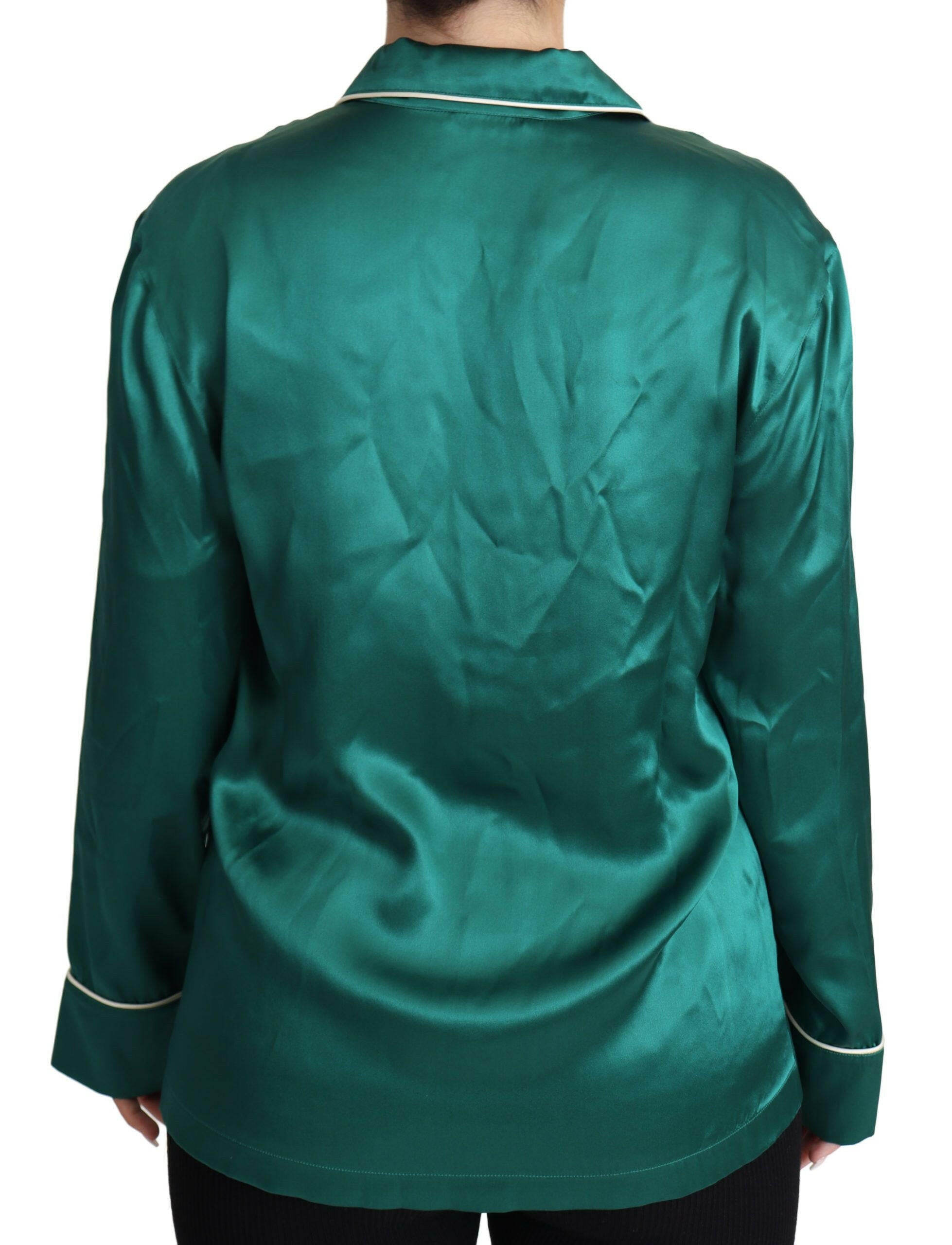 Dolce & Gabbana Green Pyjama Blouse Silk Lounge Sleepwear Top -   -  Dolce & Gabbana.
