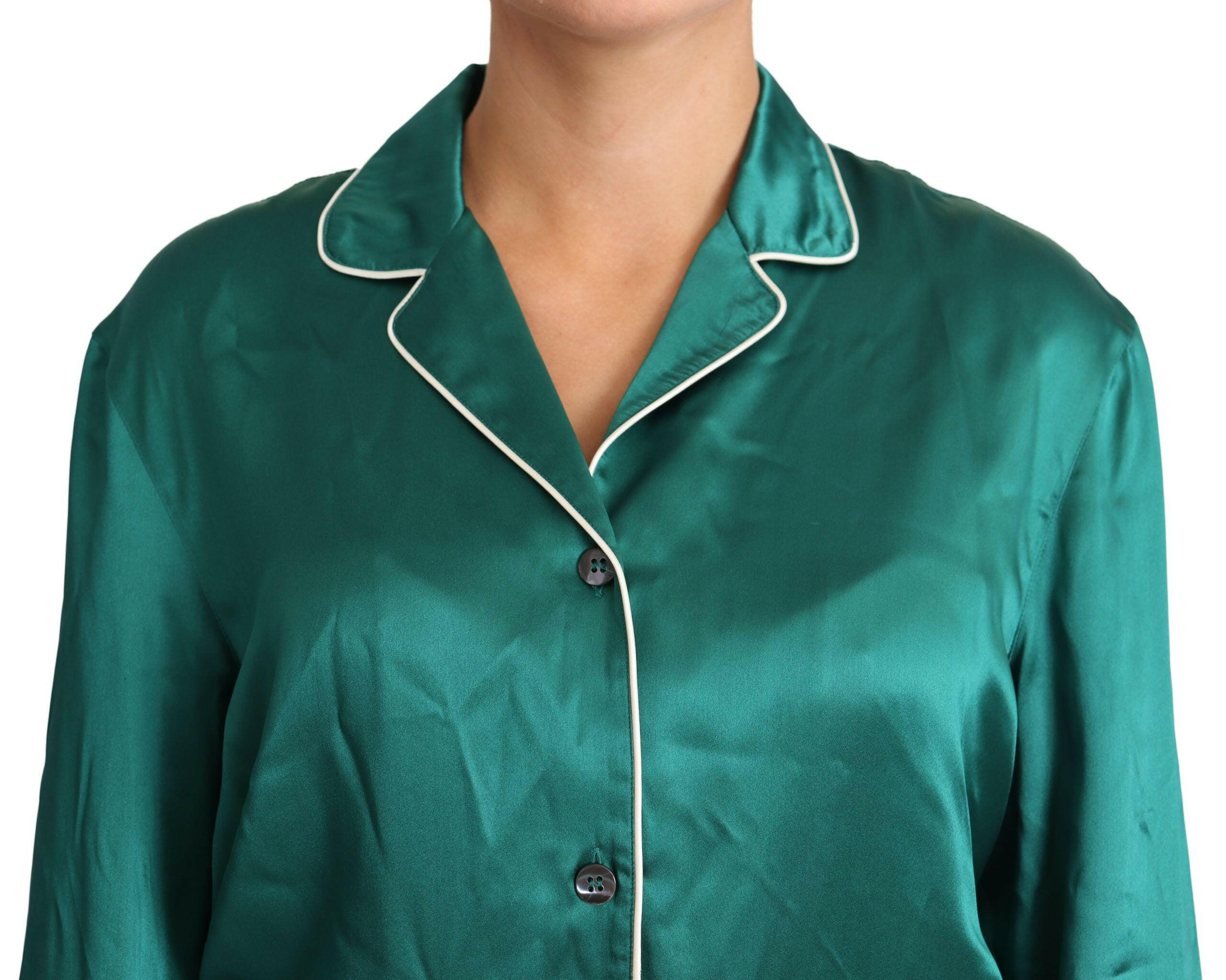 Dolce & Gabbana Green Pyjama Blouse Silk Lounge Sleepwear Top -   -  Dolce & Gabbana.