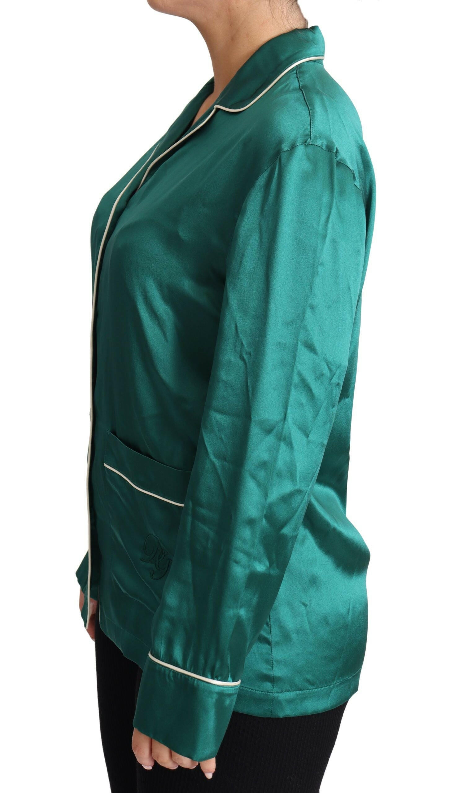 Dolce & Gabbana Green Pyjama Blouse Silk Lounge Sleepwear Top -   -  Dolce & Gabbana.