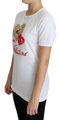 Dolce & Gabbana White San Valentino Heart Crystals T-shirt Top -   -  Dolce & Gabbana.