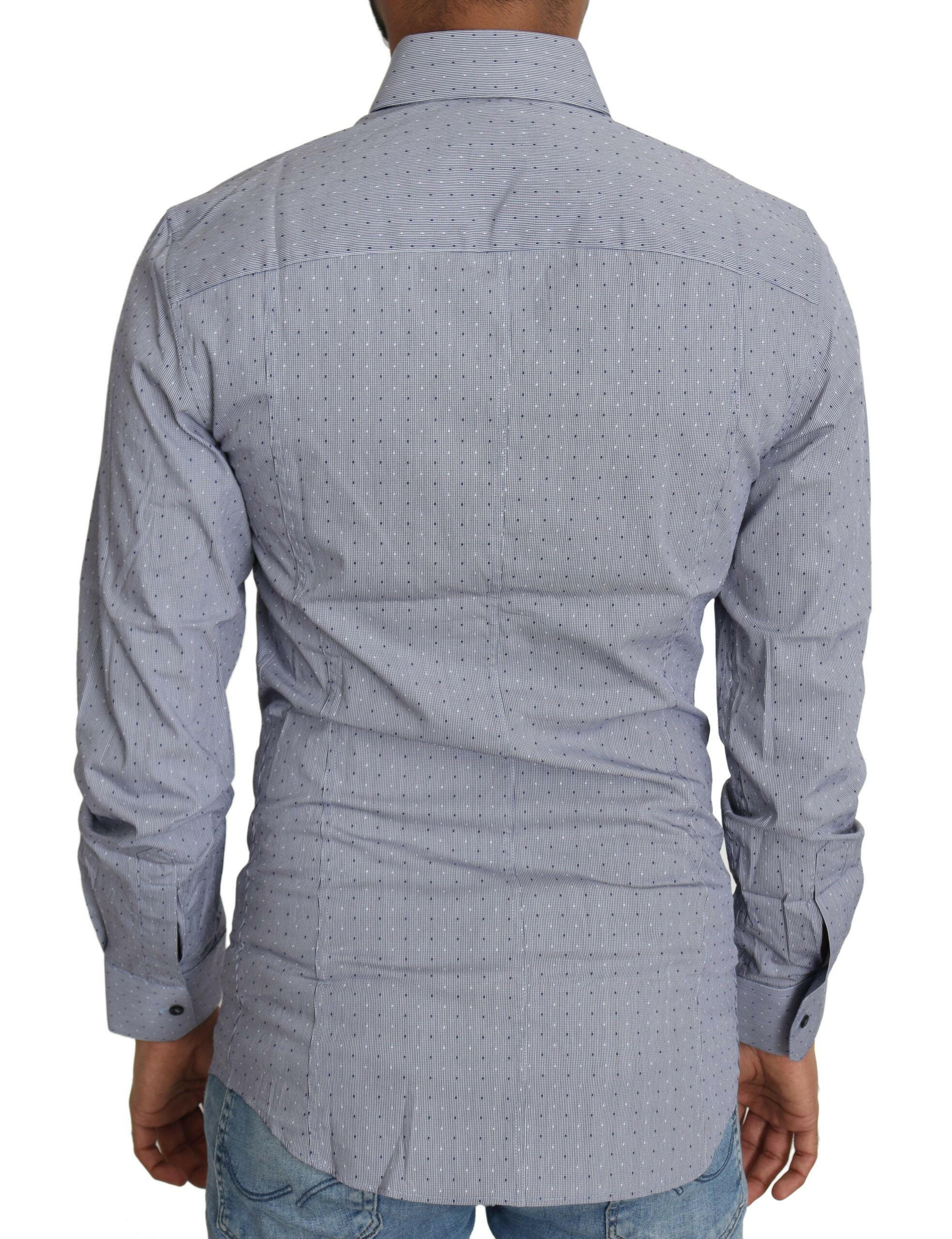 Dolce & Gabbana Gray Dotted Semi Fitted Formal SICILIA Shirt -   -  Dolce & Gabbana.
