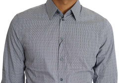 Dolce & Gabbana Gray Dotted Semi Fitted Formal SICILIA Shirt -   -  Dolce & Gabbana.