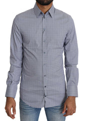 Dolce & Gabbana Gray Dotted Semi Fitted Formal SICILIA Shirt -   -  Dolce & Gabbana.