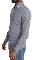 Dolce & Gabbana Gray Dotted Semi Fitted Formal SICILIA Shirt -   -  Dolce & Gabbana.