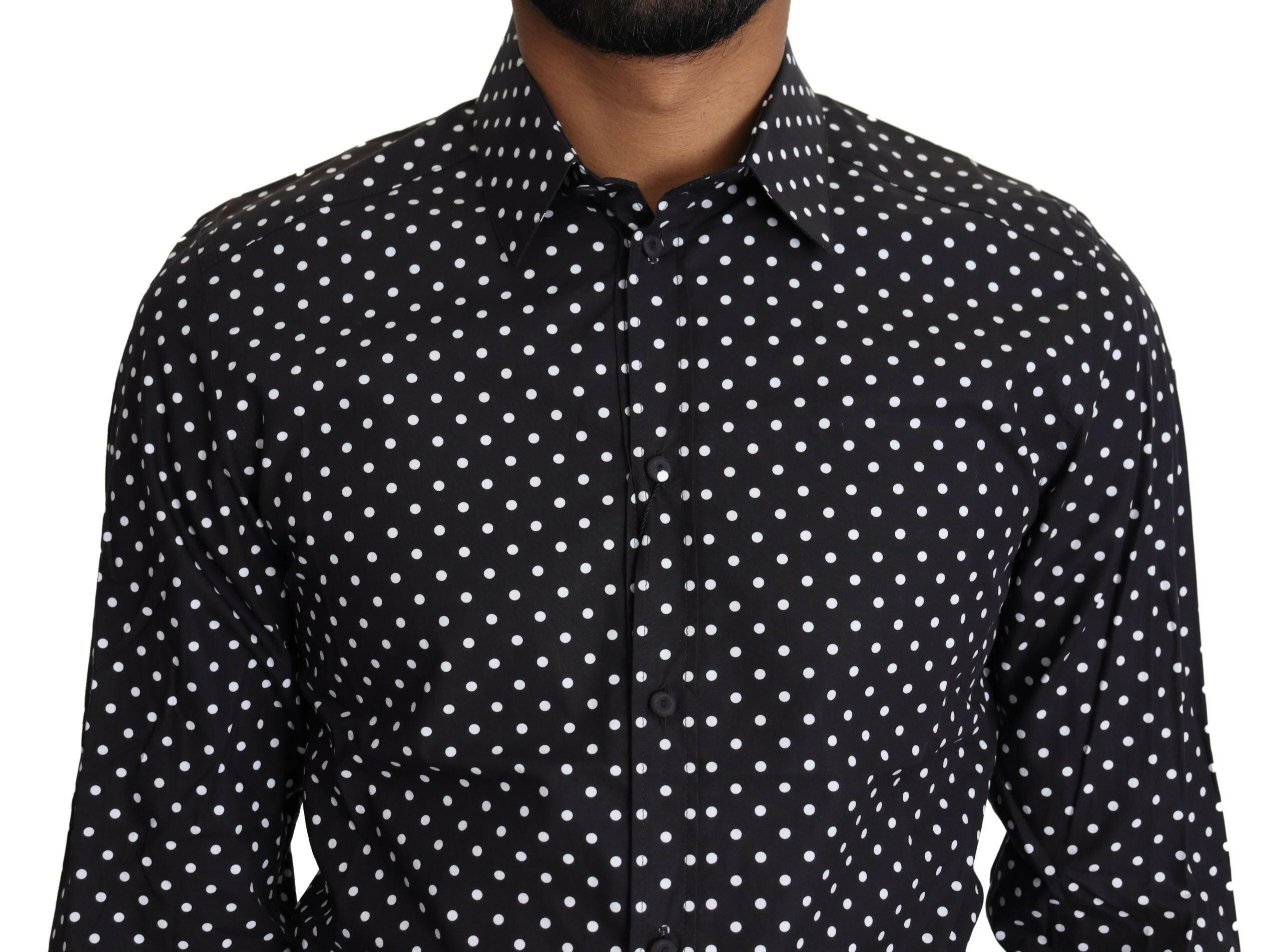 Dolce & Gabbana Black White Polka Dots Casual Shirt -   -  Dolce & Gabbana.