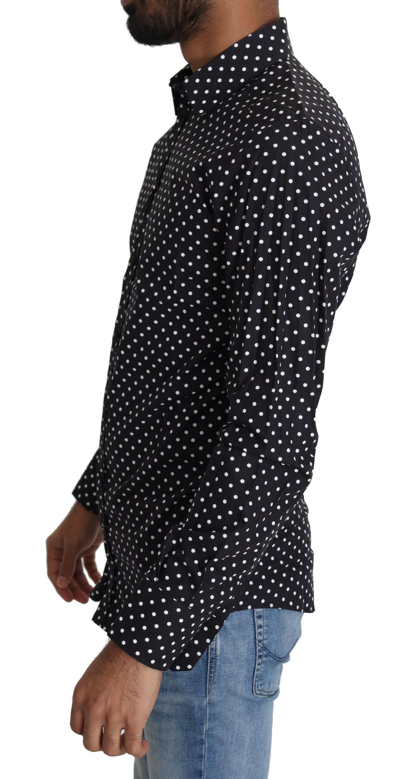 Dolce & Gabbana Black White Polka Dots Casual Shirt -   -  Dolce & Gabbana.