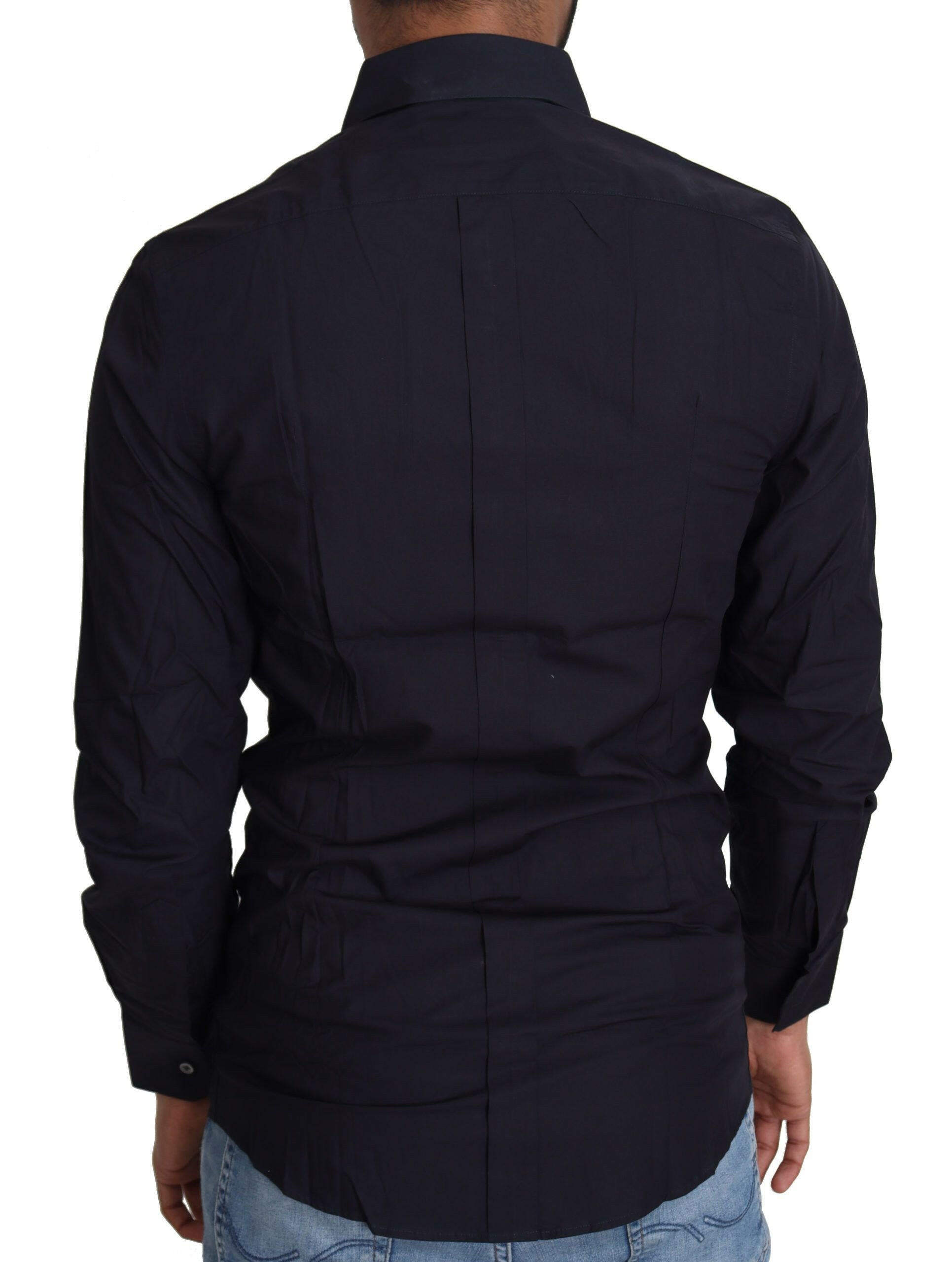 Dolce & Gabbana Navy Blue Cotton Formal Dress Shirt -   -  Dolce & Gabbana.