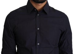 Dolce & Gabbana Navy Blue Cotton Formal Dress Shirt -   -  Dolce & Gabbana.