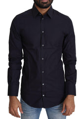 Dolce & Gabbana Navy Blue Cotton Formal Dress Shirt -   -  Dolce & Gabbana.