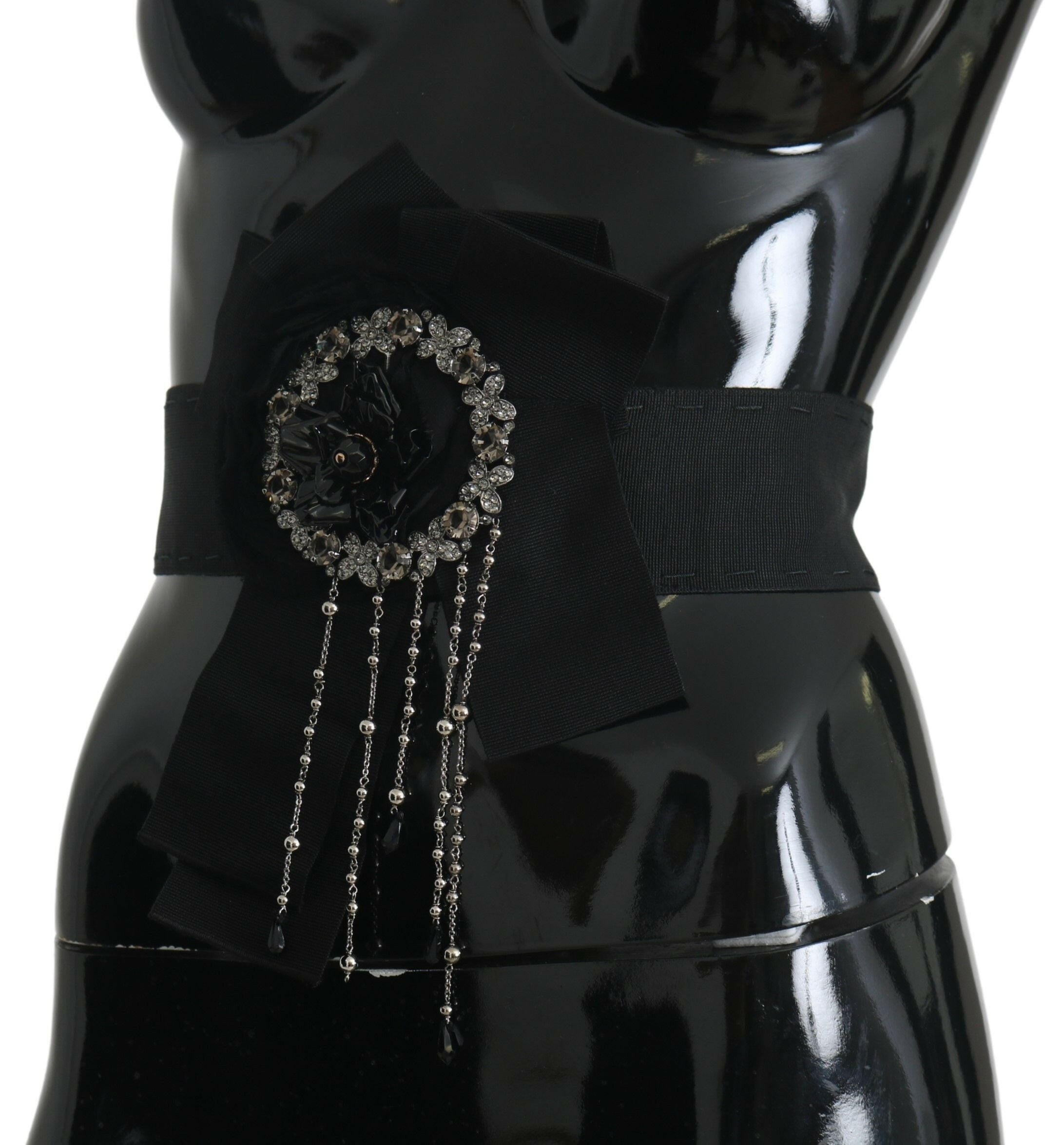 Dolce & Gabbana Black Crystal Brooch Wide Wai SATORIA Belt -   -  Dolce & Gabbana.