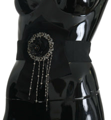 Dolce & Gabbana Black Crystal Brooch Wide Wai SATORIA Belt -   -  Dolce & Gabbana.