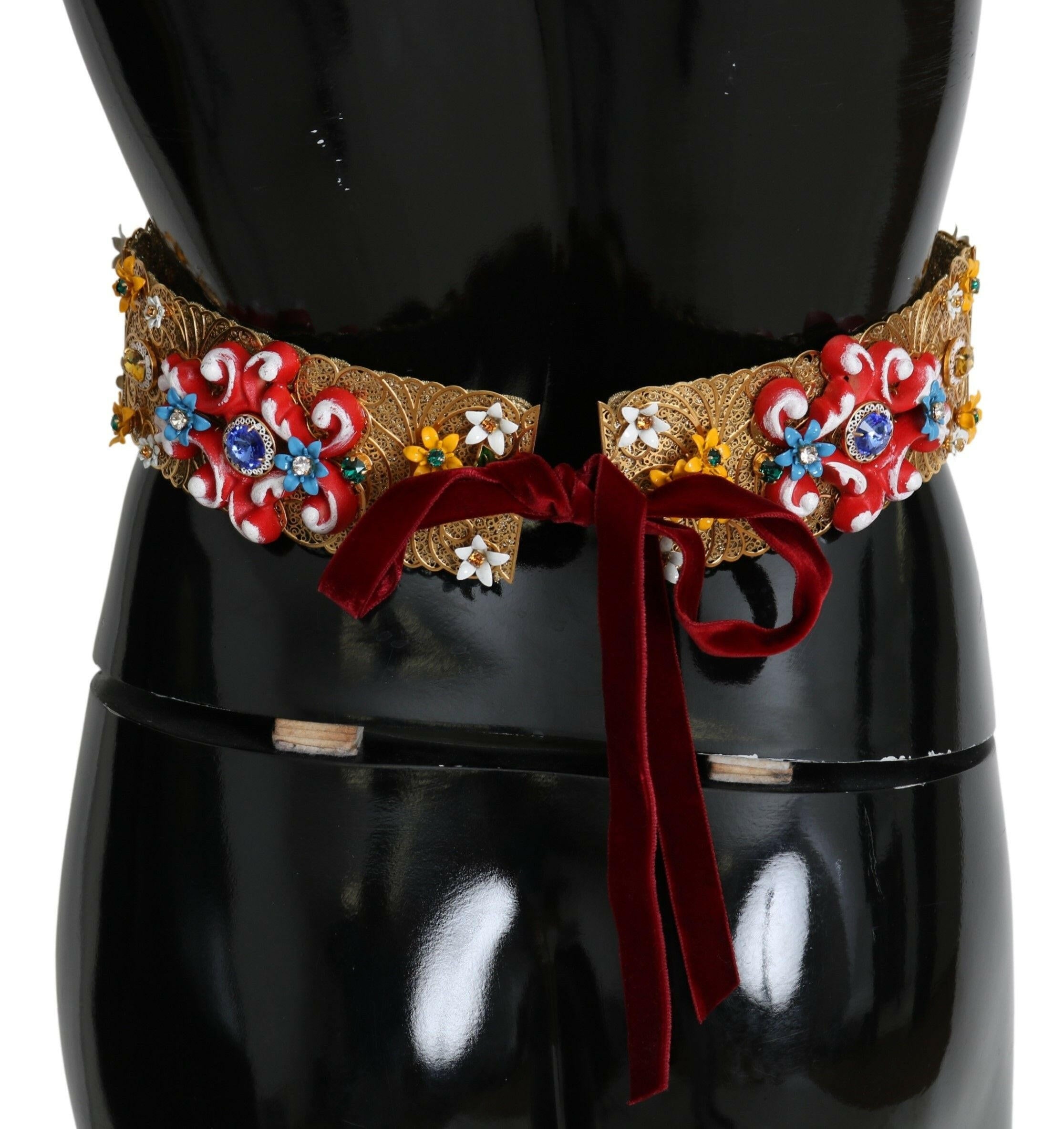 Dolce & Gabbana Embellished Floral Crystal Wide Waist Golden Belt -   -  Dolce & Gabbana.