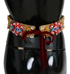 Dolce & Gabbana Embellished Floral Crystal Wide Waist Golden Belt -   -  Dolce & Gabbana.