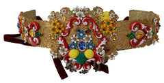 Dolce & Gabbana Embellished Floral Crystal Wide Waist Golden Belt -   -  Dolce & Gabbana.