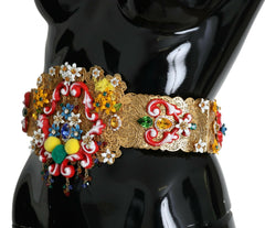 Dolce & Gabbana Embellished Floral Crystal Wide Waist Golden Belt -   -  Dolce & Gabbana.