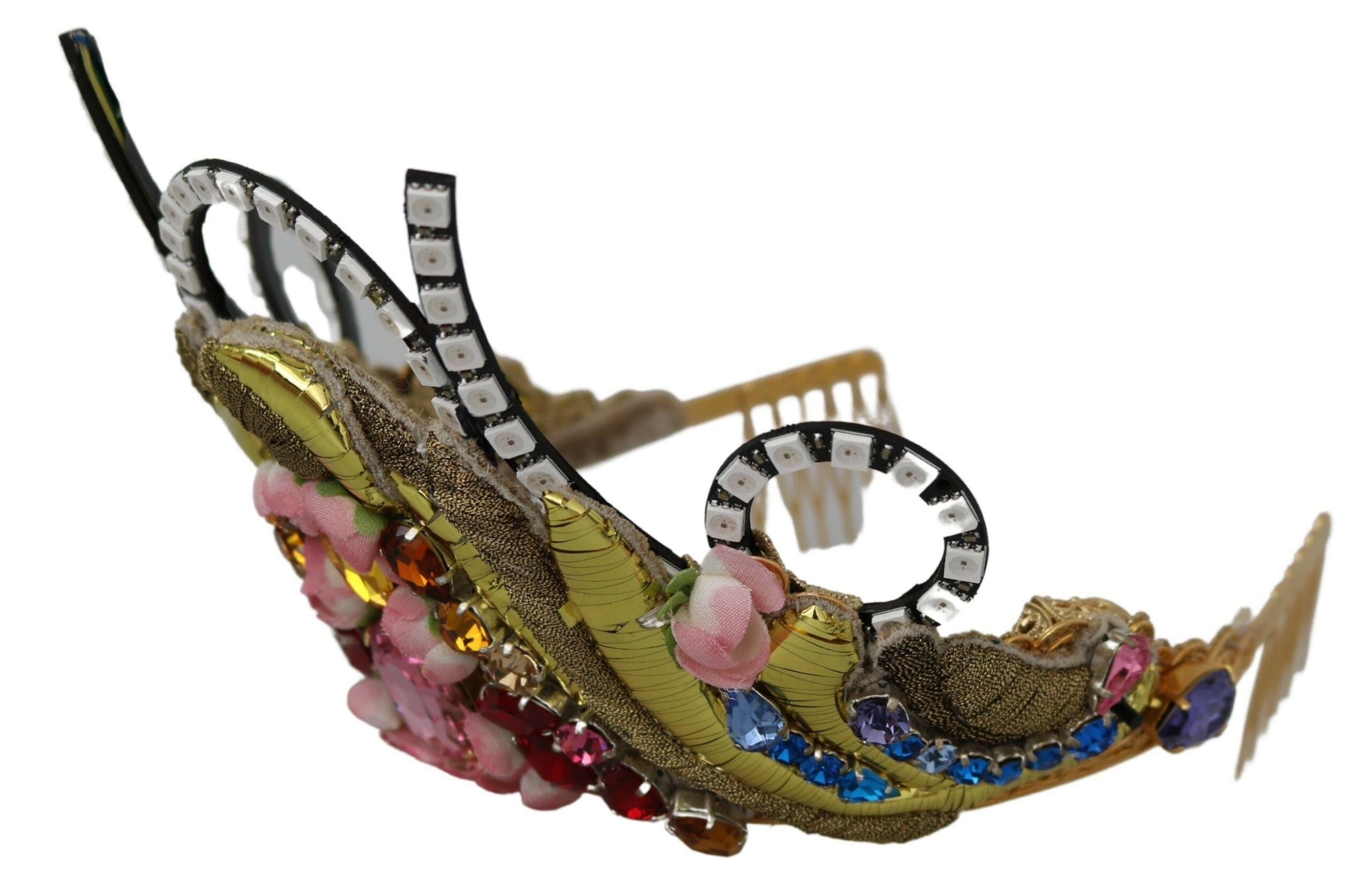Dolce & Gabbana Gold Brass Floral Crystals LED Lights Crown Tiara Diadem -   -  Dolce & Gabbana.