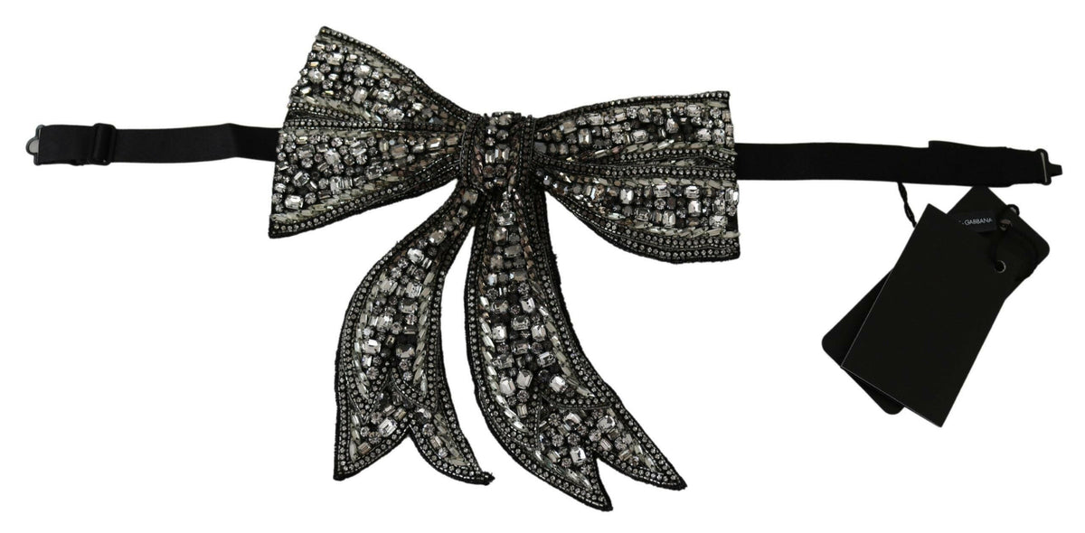 Dolce & Gabbana Silver Tone 100% Silk Crystal Embellished Women  Bowtie -   -  Dolce & Gabbana.