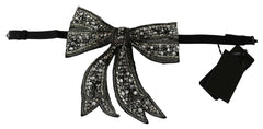 Dolce & Gabbana Silver Tone 100% Silk Crystal Embellished Women  Bowtie -   -  Dolce & Gabbana.