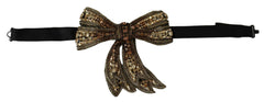 Dolce & Gabbana Gold Tone Silk Rhinestone Embellished Women Bowtie -   -  Dolce & Gabbana.