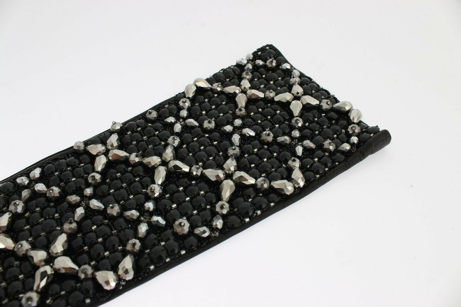 Dolce & Gabbana Black Leather Crystal Beaded Finger Free Gloves -   -  Dolce & Gabbana.