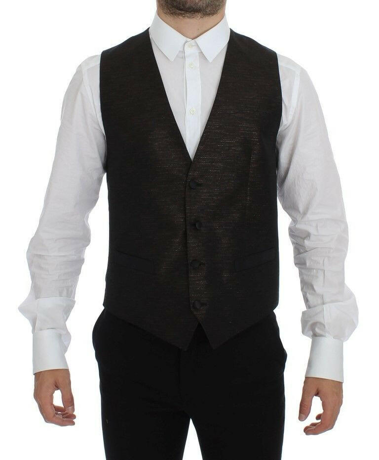 Dolce & Gabbana Black Wool Logo Dress Gilet Vest -  Vests for Men Suits -  Dolce & Gabbana.