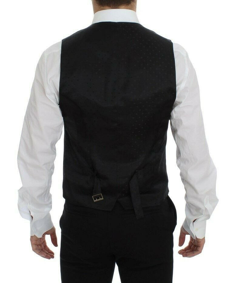 Dolce & Gabbana Black Wool Logo Dress Gilet Vest -  Vests for Men Suits -  Dolce & Gabbana.