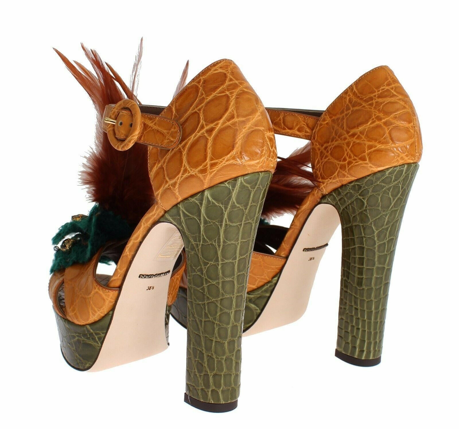 Dolce & Gabbana Orange Leather Crystal Platform Sandal Shoes -   -  Dolce & Gabbana.