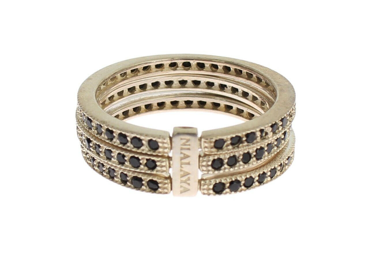 Nialaya Black CZ 925 Sterling Silver Womens Ring -   -  Nialaya.