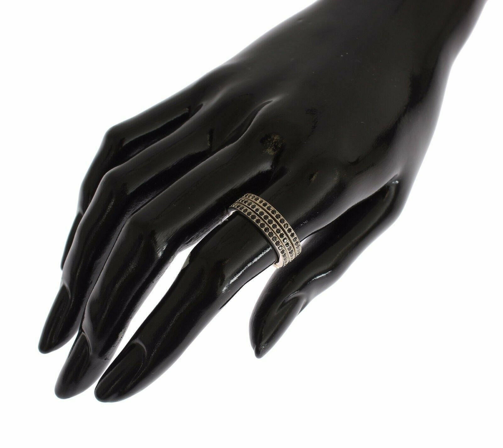 Nialaya Black CZ 925 Sterling Silver Womens Ring -   -  Nialaya.