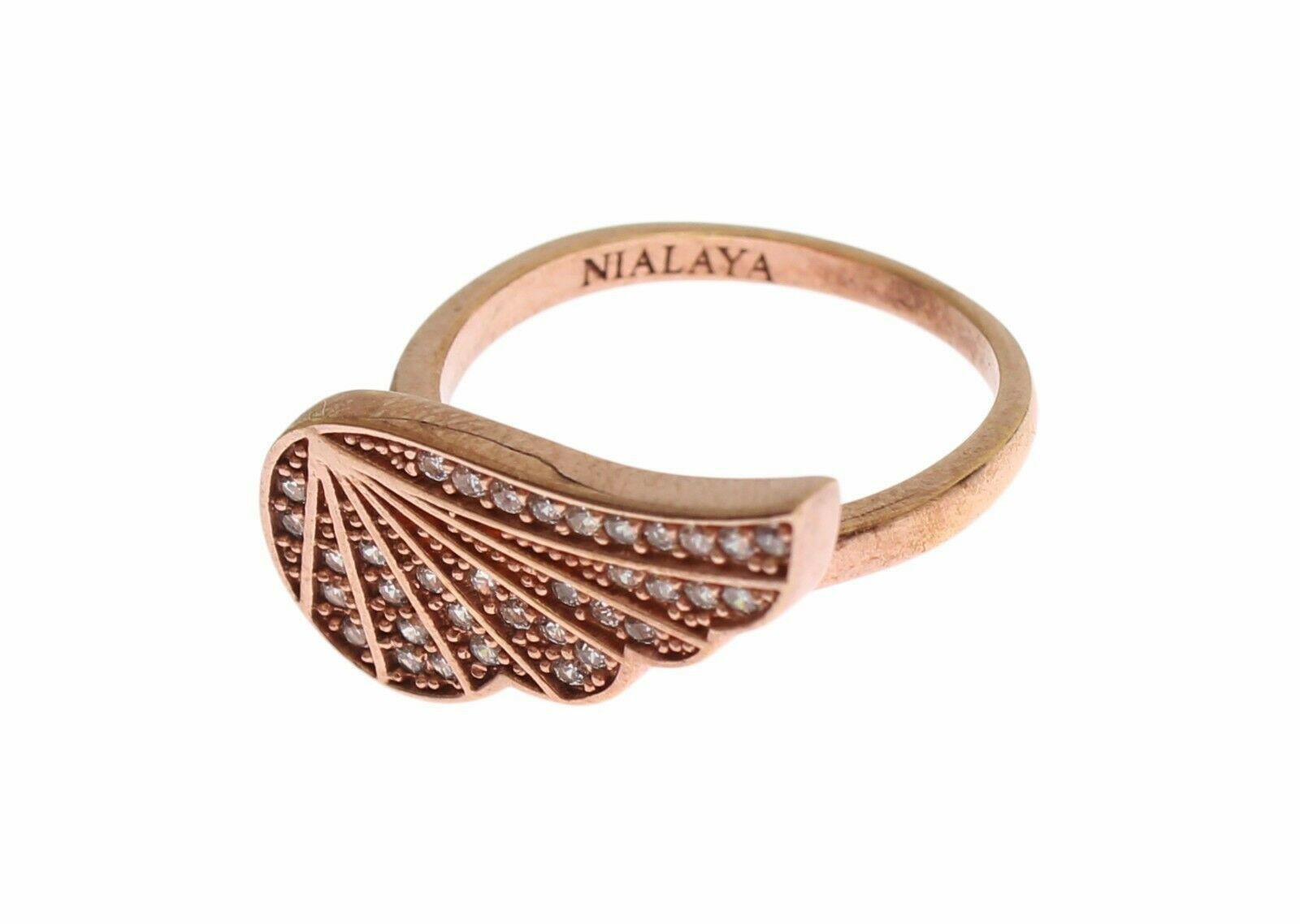 Nialaya Pink Gold 925 Silver Womens Clear CZ Ring -   -  Nialaya.