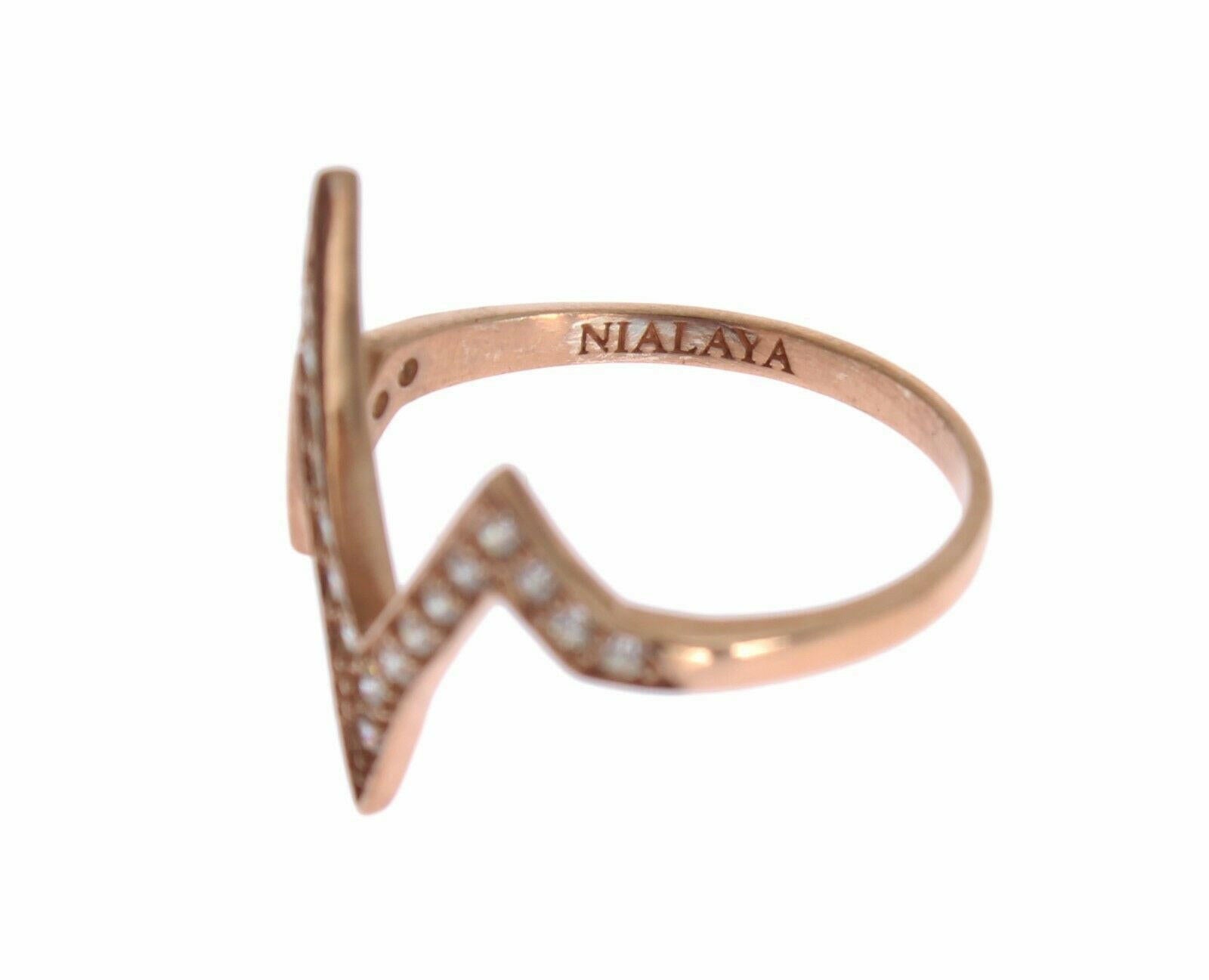 Nialaya Pink Gold 925 Silver Womens Clear Ring -   -  Nialaya.