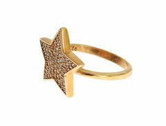 Nialaya Star Gold 925 Silver Womens Clear Ring -   -  Nialaya.