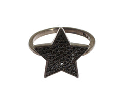 Nialaya Black CZ Star 925 Silver Womens Ring -   -  Nialaya.