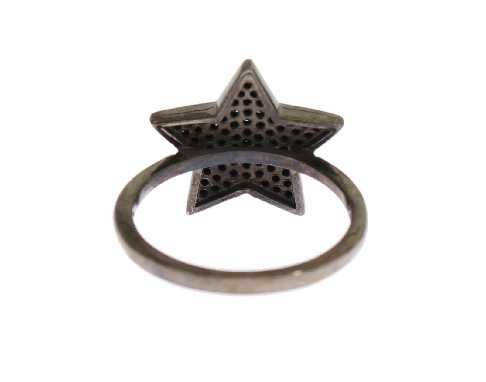 Nialaya Black CZ Star 925 Silver Womens Ring -   -  Nialaya.