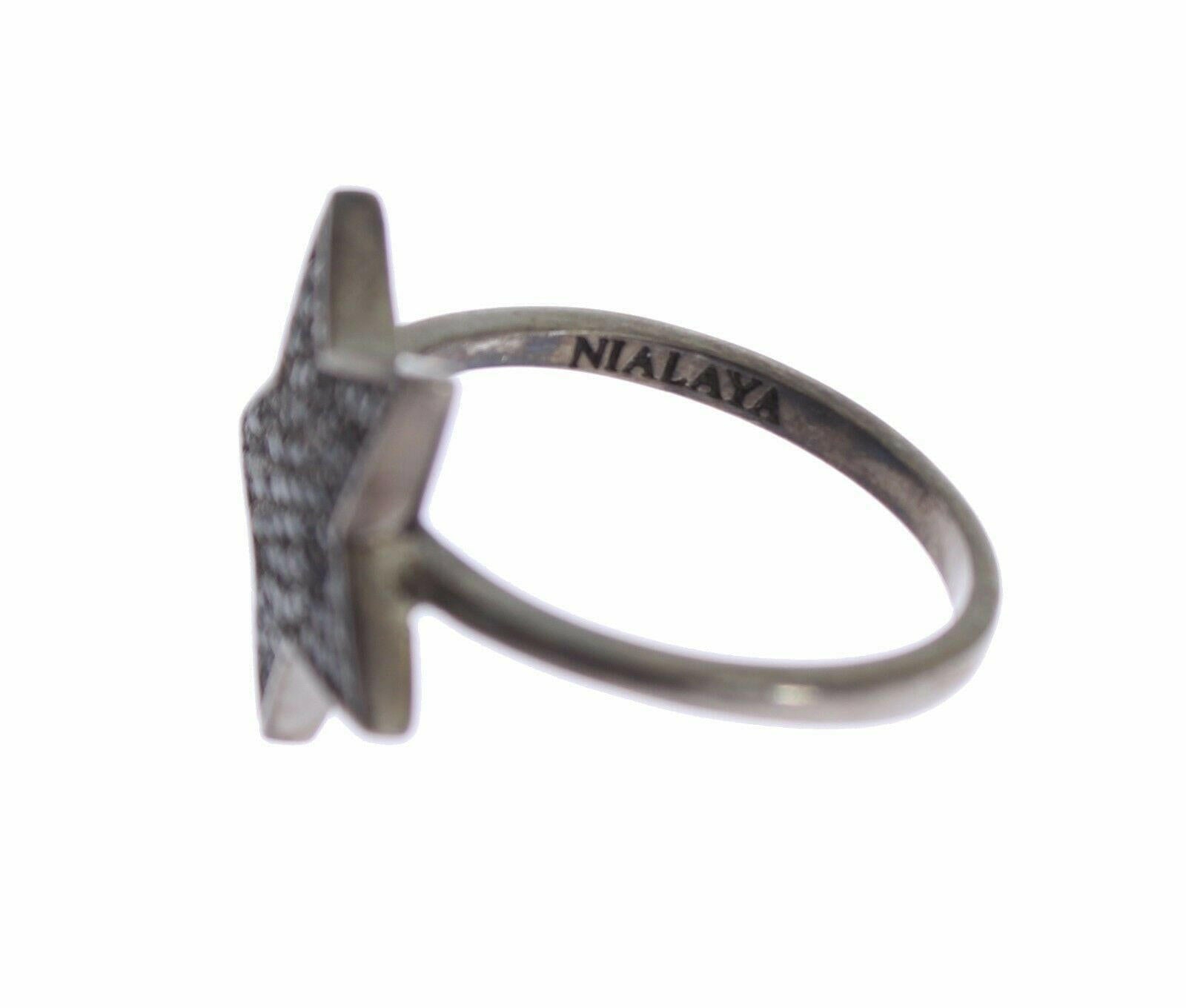 Nialaya Black CZ Star 925 Silver Womens Ring -   -  Nialaya.