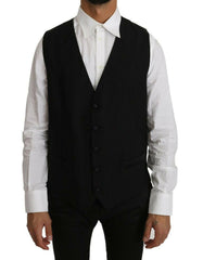 Dolce & Gabbana Black Solid Wool Silk Vest -  Vests for Men Suits -  Dolce & Gabbana.